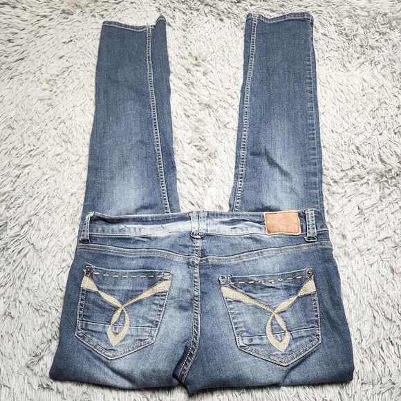 Paris Blues Jeans Teen Womens 13 Straight Fit Low Rise Embroidered Pockets Denim - Picture 4 of 14